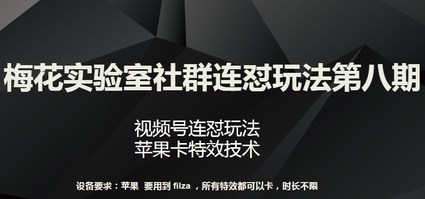 梅花实验室社群连怼玩法第八期，视频号连怼玩法 苹果卡特效技术【揭秘】-云途资源库