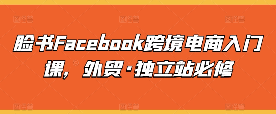 脸书Facebook跨境电商入门课，外贸·独立站必修-云途资源库