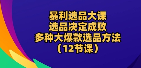 暴利选品大课：选品决定成败，教你多种大爆款选品方法(12节课)-云途资源库