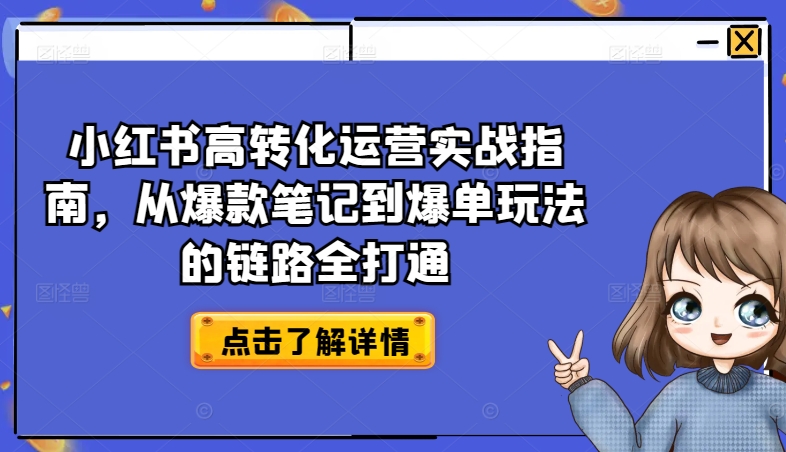 小红书高转化运营实战指南，从爆款笔记到爆单玩法的链路全打通-云途资源库