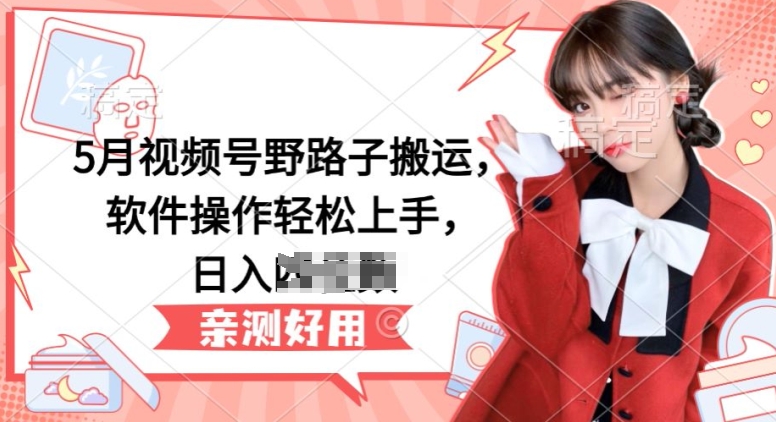 5月视频号野路子搬运，软件操作轻松上手，日入三位数【揭秘】-云途资源库