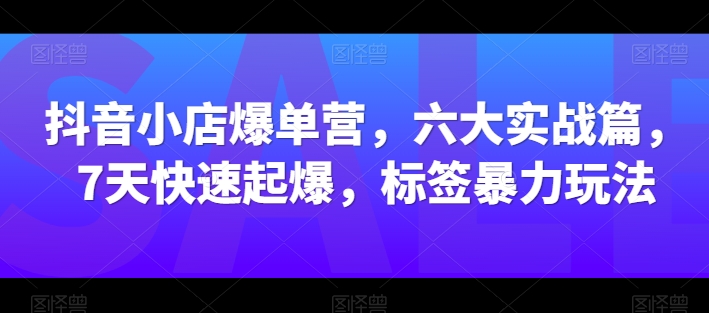抖音小店爆单营，六大实战篇，7天快速起爆，标签暴力玩法-云途资源库
