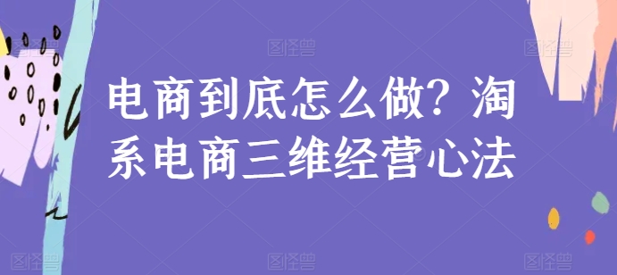 电商到底怎么做？淘系电商三维经营心法-云途资源库