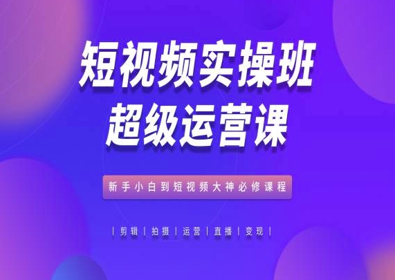 短视频实操班超级运营课，新手小白到短视频大神必修课程-云途资源库