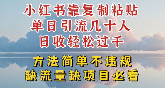 小红书靠复制粘贴单日引流几十人目收轻松过千，方法简单不违规【揭秘】-云途资源库