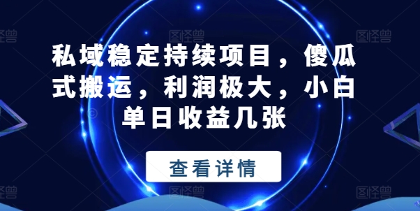 私域稳定持续项目，傻瓜式搬运，利润极大，小白单日收益几张【揭秘】-云途资源库