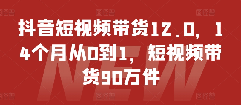 抖音短视频带货12.0，14个月从0到1，短视频带货90万件-云途资源库