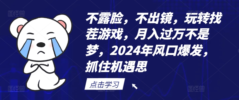 不露脸，不出镜，玩转找茬游戏，月入过万不是梦，2024年风口爆发，抓住机遇【揭秘】-云途资源库