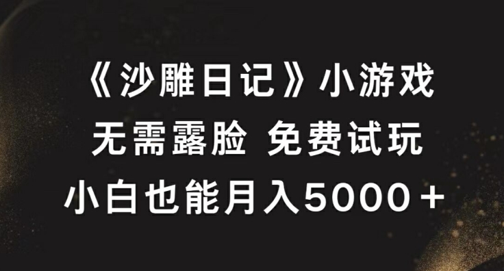 《沙雕日记》小游戏，无需露脸免费试玩，小白也能月入5000+【揭秘】-云途资源库