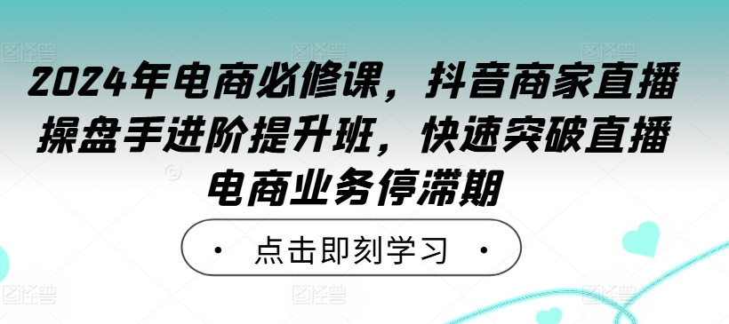2024年电商必修课，抖音商家直播操盘手进阶提升班，快速突破直播电商业务停滞期-云途资源库