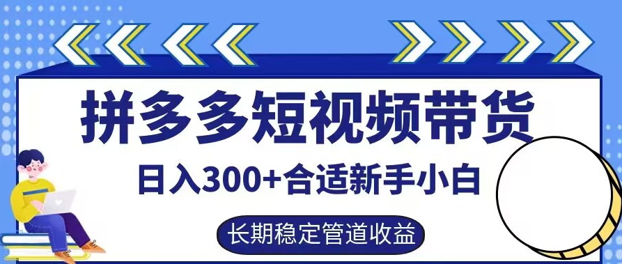 拼多多短视频带货日入300+有长期稳定被动收益，合适新手小白【揭秘】-云途资源库