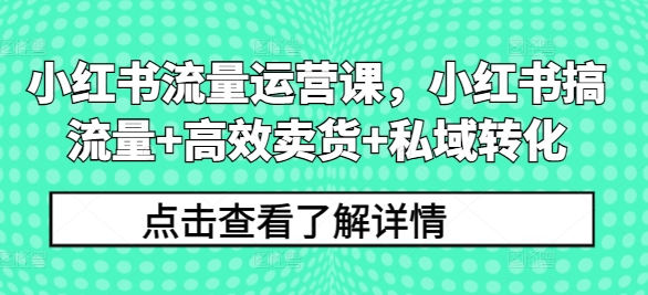 小红书流量运营课，小红书搞流量+高效卖货+私域转化-云途资源库