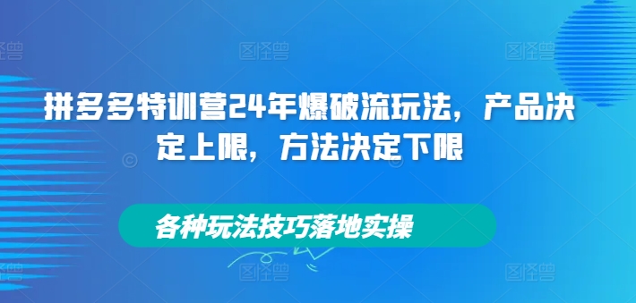 拼多多特训营24年爆破流玩法，产品决定上限，方法决定下限，各种玩法技巧落地实操-云途资源库