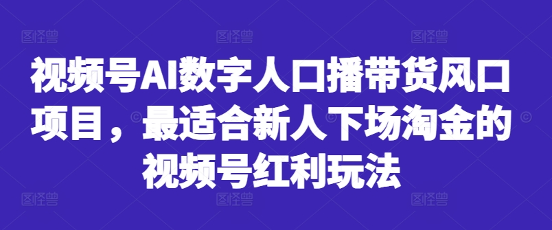 视频号AI数字人口播带货风口项目，最适合新人下场淘金的视频号红利玩法-云途资源库