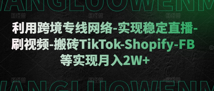 利用跨境专线网络-实现稳定直播-刷视频-搬砖TikTok-Shopify-FB等实现月入2W+【揭秘】-云途资源库