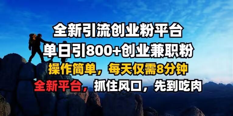 全新引流创业粉平台 单日引800+,创业兼职粉,操作简单,每天仅需8分钟【仅揭秘】-云途资源库