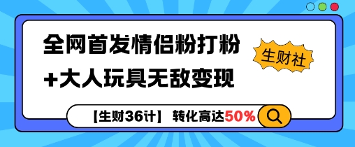 【生财36计】全网首发情侣粉打粉+大人玩具无敌变现-云途资源库