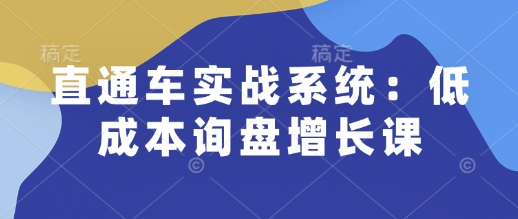 直通车实战系统：低成本询盘增长课，让个人通过技能实现升职加薪，让企业低成本获客，订单源源不断-云途资源库