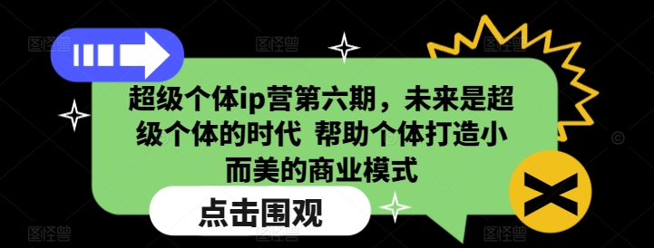 超级个体ip营第六期，未来是超级个体的时代  帮助个体打造小而美的商业模式-云途资源库