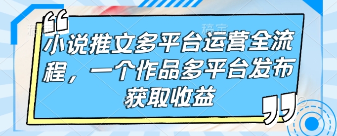 小说推文多平台运营全流程，一个作品多平台发布获取收益-云途资源库