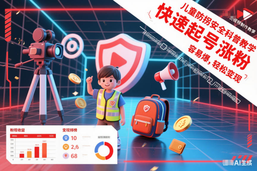 儿童防拐安全科普知识视频制作教学，快速起号涨粉，容易爆，轻松变现-云途资源库