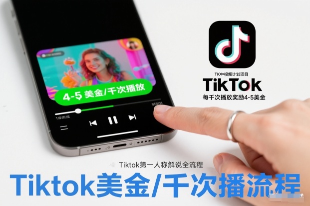 TK中视频计划项目，Tiktok第一人称解说流程，每干次播放奖励4-5美金-云途资源库