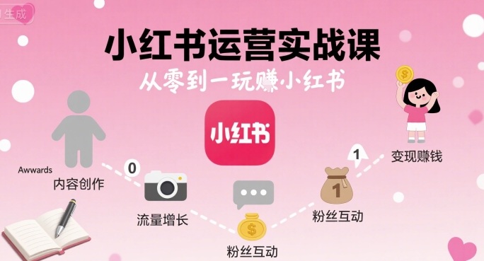小红书运营实战课，从零到一玩賺小红书-云途资源库