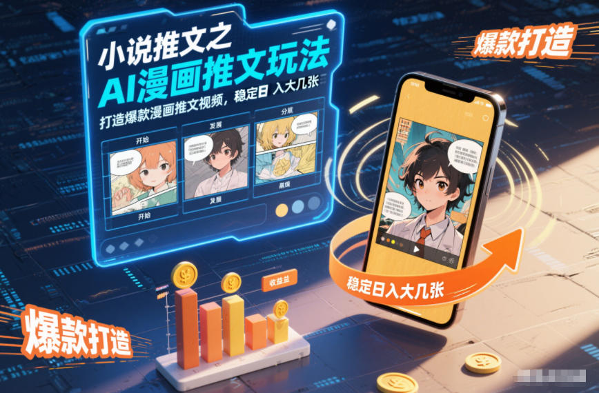 小说推文之AI漫画推文玩法，打造爆款漫画推文视频，稳定日入大几张-云途资源库