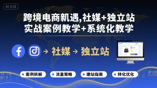 跨境电商新机遇，社媒+独立站，实战案例教学+系统化教学-云途资源库