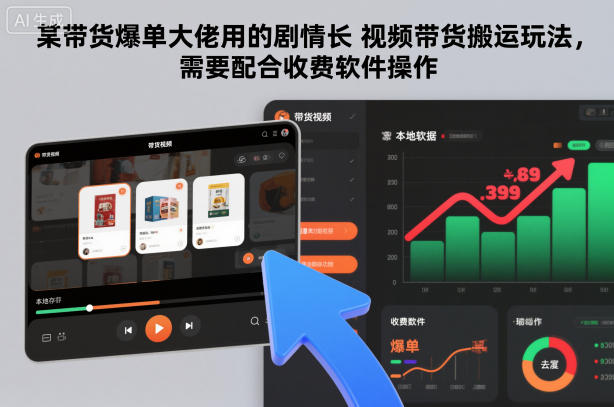 某带货爆单大佬用的剧情长视频带货搬运玩法，需要配合收费软件操作-云途资源库