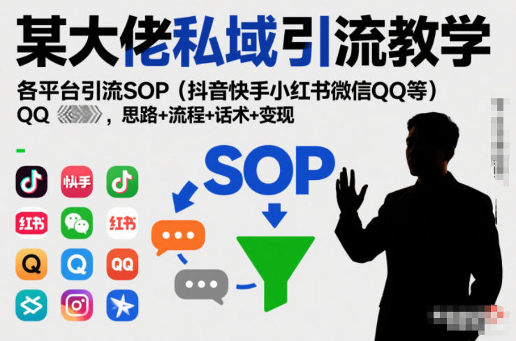 某大佬私域引流教学，各平台引流SOP（抖音快手小红书微信QQ等），思路+流程+话术+变现-云途资源库