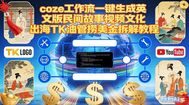 Coze扣子工作流一键生成英文版民间故事视频，文化出海TK油管捞美金拆解教程-云途资源库