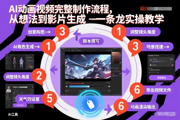 AI动画视频完整制作流程，从想法到影片生成一条龙实操教学-云途资源库