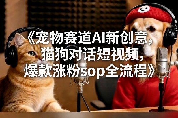 宠物赛道AI新创意，猫狗对话短视频，爆款涨粉sop全流程-云途资源库