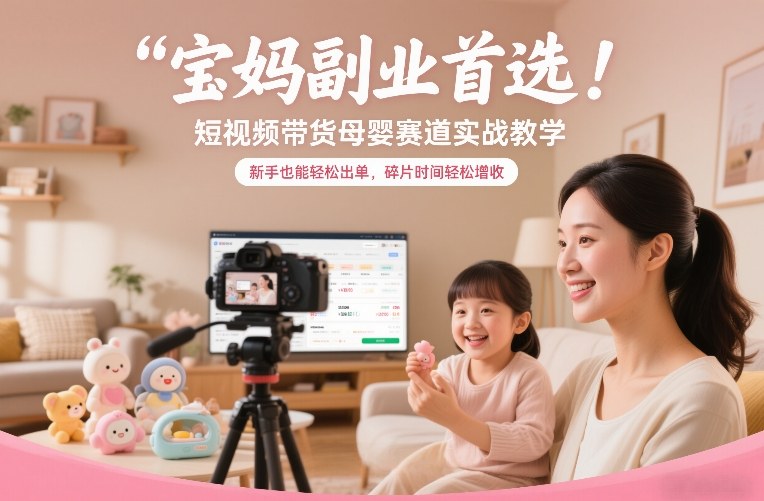 宝妈副业首选！短视频带货母婴赛道实战教学，新手也能轻松出单，碎片时间轻松增收-云途资源库