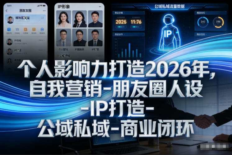 个人影响力打造2026年，自我营销-朋友圈人设-IP打造-公域私域-商业闭环-云途资源库