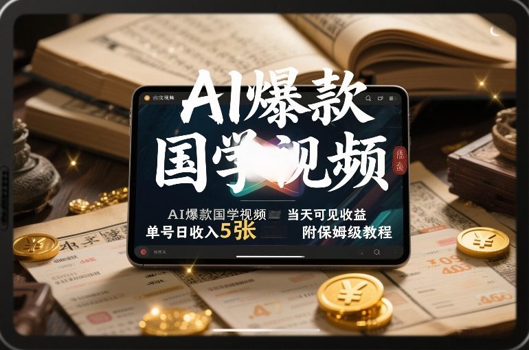 AI爆款国学视频，独家起号方法，小白直接上手，当天可见收益，单号日收入5张+附保姆级教程-云途资源库
