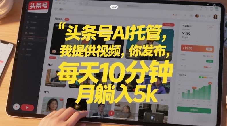 头条号AI托管，我提供视频，你发布，每天10分钟，月躺入5k+【揭秘】-云途资源库