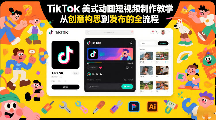 TikTok美式动画短视频制作教学，从创意构思到发布的全流程-云途资源库