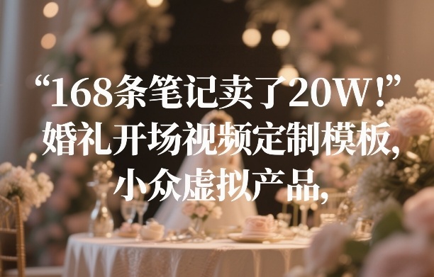 168条笔记卖了20W！婚礼开场视频定制模板，小众虚拟产品-云途资源库