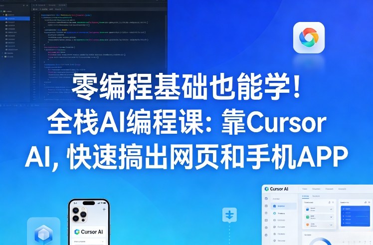 零编程基础也能学！全栈AI编程课：靠Cursor AI，快速搞出网页和手机APP-云途资源库