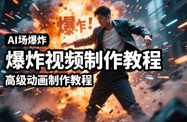 AI场景爆炸视频制作教程，利用人物实拍视频制作出高级的动画特效-云途资源库