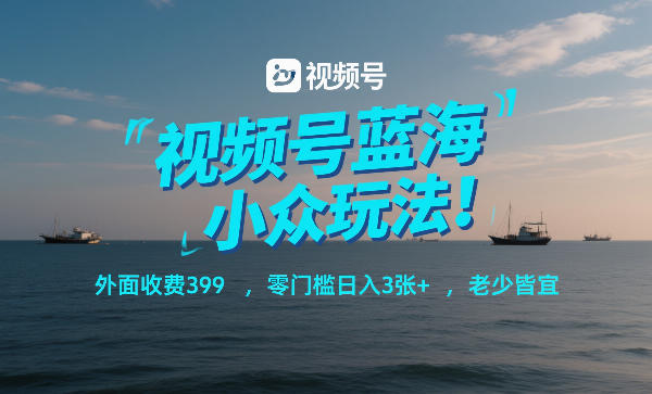 视频号蓝海小众玩法！外面收费399，零门槛日入3张+，老少皆宜-云途资源库