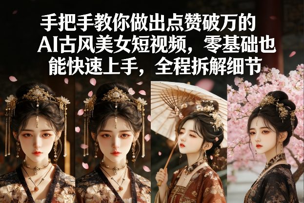 手把手教你做出点赞破万的AI古风美女短视频，零基础也能快速上手，全程拆解细节-云途资源库