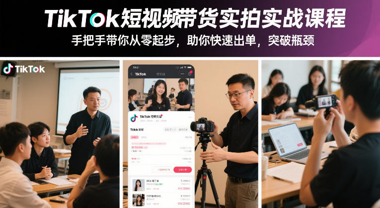 TikTok短视频带货实拍实战课程，手把手带你从零起步，助你快速出单，突破瓶颈-云途资源库