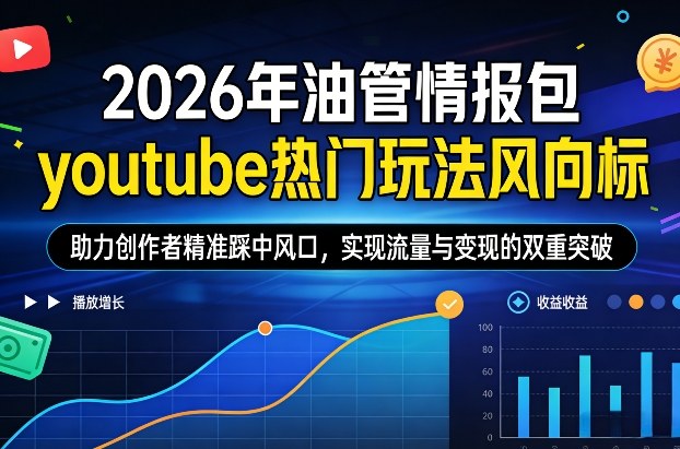 2026年油管情报包，youtube热门玩法风向标，助力创作者精准踩中风口，实现流量与变现的双重突破