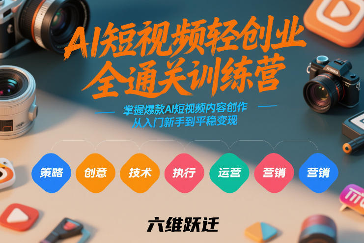 AI短视频轻创业全通关训练营，掌握爆款AI短视频内容创作，从入门新手到平稳变现的六维跃迁-云途资源库