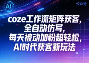 公众号coze工作流矩阵获客，全自动仿写，每天被动加粉超轻松，AI时代获客新玩法-云途资源库
