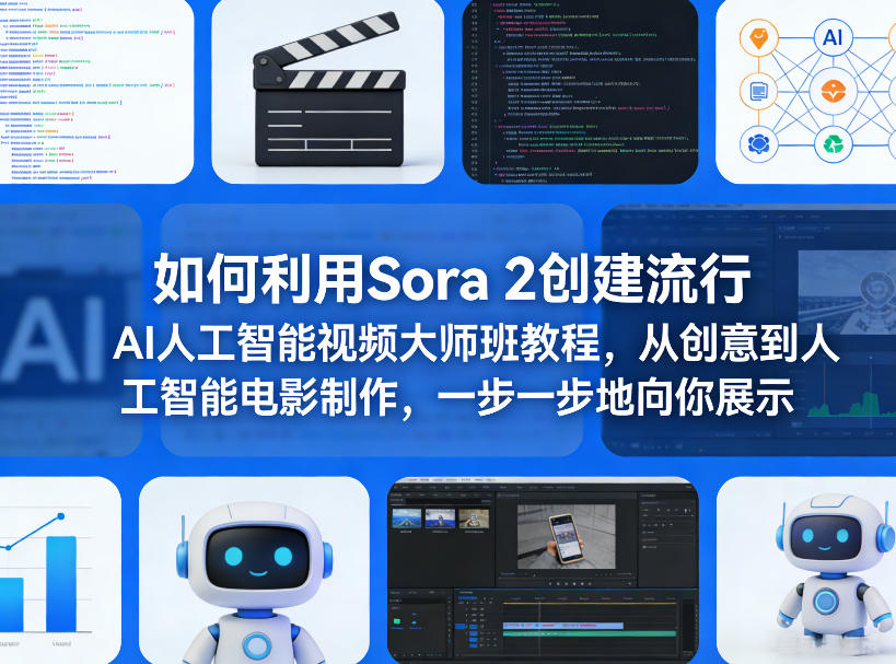 如何利用Sora 2创建流行AI人工智能视频大师班教程，从创意到人工智能电影制作，一步一步地向你展示-云途资源库