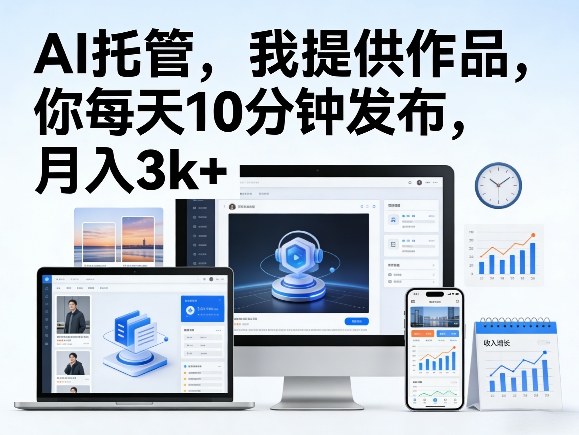 公众号AI托管，我提供作品，你每天10分钟发布，月入3k+【揭秘】-云途资源库